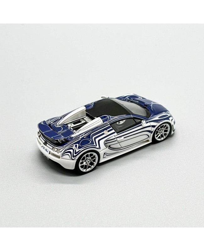 (預訂 Pre-order) LJM 1:64 Bugatti Veyron Dark Blue and White Ceramic Dragon (Resin car model) 限量299台