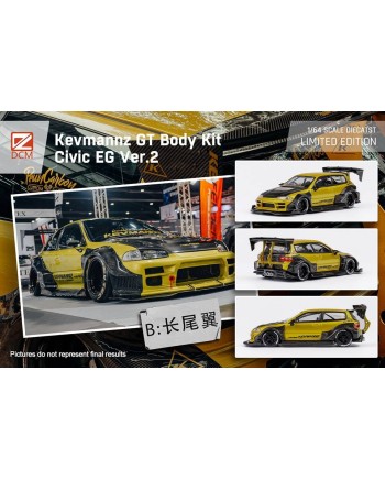 (預訂 Pre-order) DCM 1/64 Kevmanz GT Honda EG (Diecast car model) Gold+Carbon 長尾翼