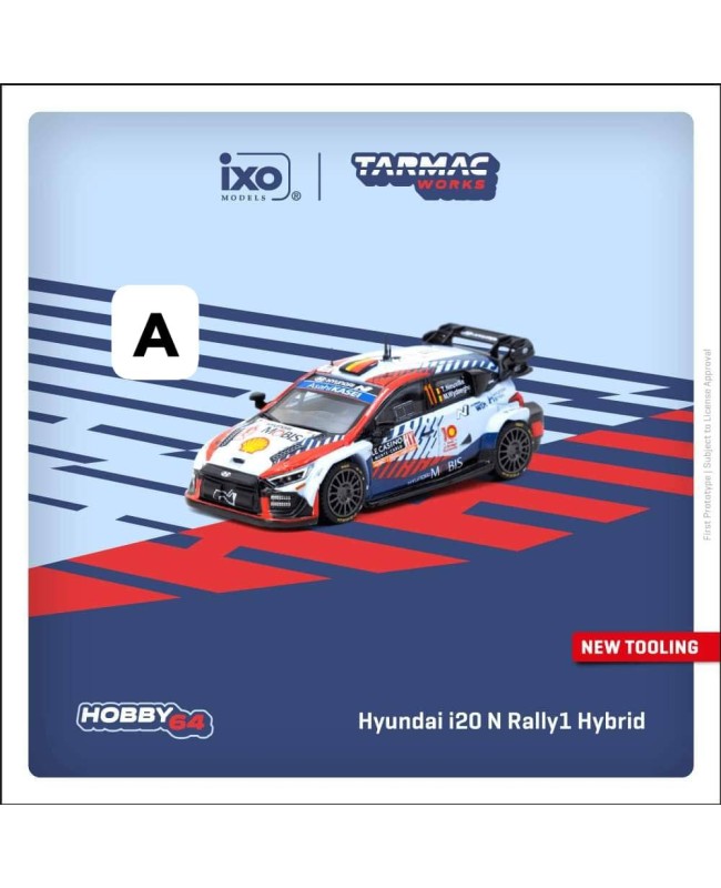 (預訂 Pre-order) Tarmac Work 1/64 T64-089-24MCR11 Hyundai i20 N Rally1 Hybrid Rallye Monte-Carlo 2024 Winner Thierry Neuville / Martijn Wydaeghe (Diecast car model)