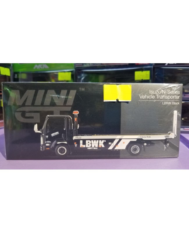 Mini GT Isuzu N-Series Vehicle Transporter LBWK Black #292 (Diecast Model)