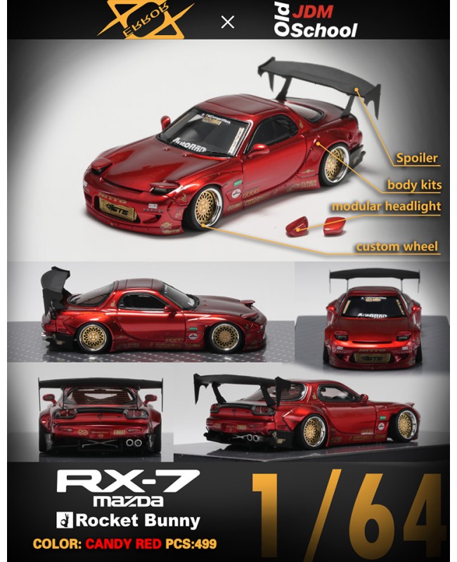 (預訂 Pre-order) 404 Error X Old shool Jdm Rocket  Bunny  RX7FD Metallic Red (Resin car model) 限量499台